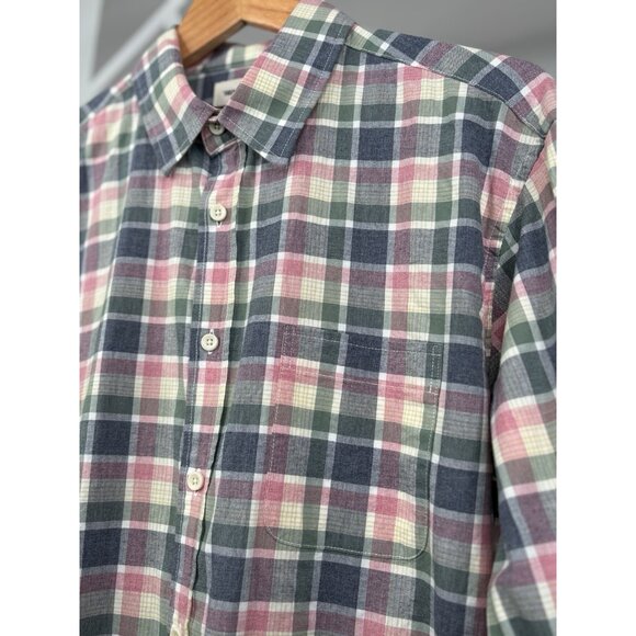 Taylor Stitch Plaid Organic Cotton Shirt Mens 42 Large Blue Rose Green Button Up - Picture 3 of 14